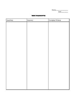 Three Column Note Sheet by Little Light Curriculum | TpT